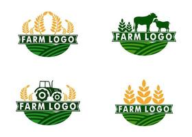 conjunto de plano granja logo vector, ganado logo icono diseño vector