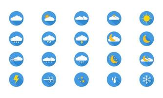 Set of 20 weather web icons. Weather , clouds, sunny day, moon, snowflakes, wind, sun day. Vector illustration.