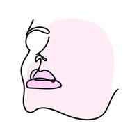 Nose and lips in line art style. vector