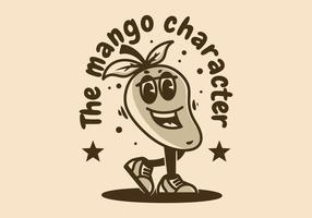 Mascot character design of happy mango fruit vector