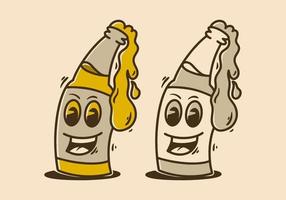 The bottle beer character with happy face vector