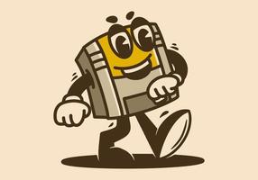 Mascot character design of a walking diskette vector