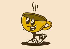 mascota personaje de contento café taza vector