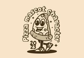 Mascot character design of walking pizza vector