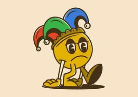 mascota personaje diseño de un pelota cabeza vistiendo un payaso gorra vector