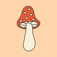 Groovy magic mushroom, fly agaric. Trending element in hippie style 60s of 70s. Boho groovy retro poster. Card, postcard, print. Y2k vintage vector illustration