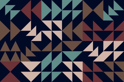 Geometric mosaic arrows seamless pattern. Retro tileable illustration design for app, web vector