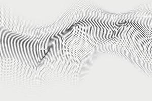 Futuristic smooth twist of dots with a ripple grid of atoms illustration design vector