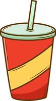 Soda soft drink cup with straw. Cartoon vector illustration for cafe and restaurant menu. ready to print