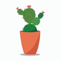 cactus en maceta. plano vector ilustración.