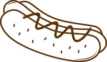 Line tasty hot dog unhealthy fastfood vector illustration