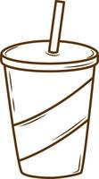 Soda soft drink outline line art vector illustration.