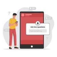 Vector concept of Ask me a question on social media