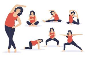 Illustration set of workout for pregnant vector
