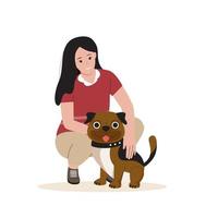 Flat design of happy people with dogs vector