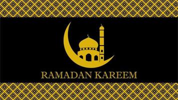 Ramadan Kareem Background with Mosque Icon Yellow Black Vector Illustration. Islam Holy Month Ramadan Kareem Wallpaper