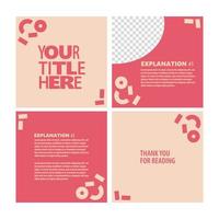 Creamy color and pastel red social media post template. Suitable for carousel and microblog post style. vector