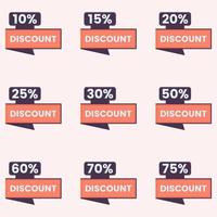 different percent discount sticker and price tag set vector