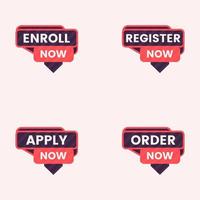 enroll register apply and order now banner design vector