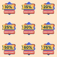 different percent discount price tags collection up to 10 to 75off vector