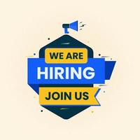 we are hiring join us announcement banner vector with loudspeaker and megaphone