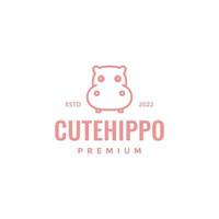 face cute animal water hippo face line hipster logo design vector icon illustration