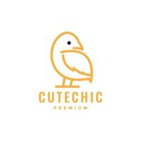 animal cattle poultry chick chicken cute line art logo design vector icon