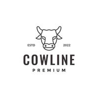 animal head cattle livestock cows meat milk line minimal horn logo design vector icon