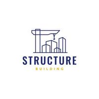 estructura construcción edificio fábrica empresa industria arquitecto grua línea mínimo logo diseño vector icono ilustración