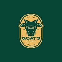 head goat cattle farm milk meat badge vintage logo design vector icon illustration