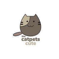 mascot cartoon cute fat cat pets brown smile logo design vector icon illustration