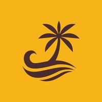 wave sand coast sea beach coconut tree holidays simple vintage logo design vector