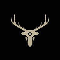 animal cabeza ciervo con cuernos fauna silvestre sabana plano moderno logo diseño vector