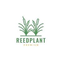 nature reed plant green field grass farm minimal logo design vector icon illustration