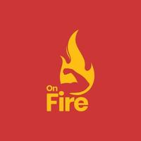 en fuego fuego fuerte mano cuerpo construir gimnasio aptitud logo diseño icono vector ilustración