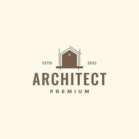 home house architect structure construction minimalist hipster logo design vector icon illustration