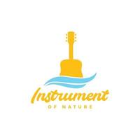 nature water outdoor music instrument acoustic guitar logo design vector icon illustration