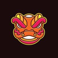 chinese culture festival lion dance head art colorful minimal modern logo design vector