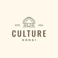 indonesio cultura tribu hogar madera honai línea hipster logo diseño vector