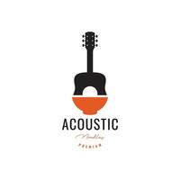 acoustic guitar music restaurant noodle bowl logo design vector icon illustration