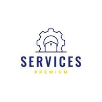 hogar servicios engranaje industria reparar edificio casa mínimo logo diseño vector icono