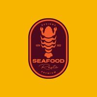 mantis shrimp ocean food seafood delicious cooking badge vintage logo design vector