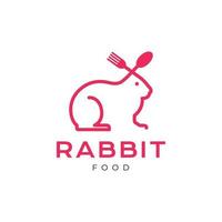 animal pets rabbit hare spoon fork fork geometric modern line simple minimal logo design vector