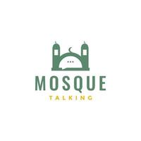 mosque muslim prayers dome consulting talk chat logo design vector icon illustration