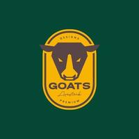 goat head animal cattle livestock grill roasted food badge vintage logo design vector icon illustration