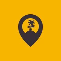 beach place coconut trees pin map location simple logo design vector icon