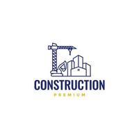 construction heavy equipment crane excavator building line art minimal logo design vector