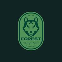 beast animal forest nocturnal carnivore head wolf howl badge vintage logo design vector icon