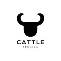 horned cattle livestock animal flat simple black logo design vector icon illustration