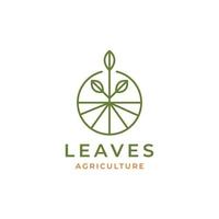 campo granja agricultura hojas crecimiento geométrico circulo línea moderno logo diseño vector icono ilustración